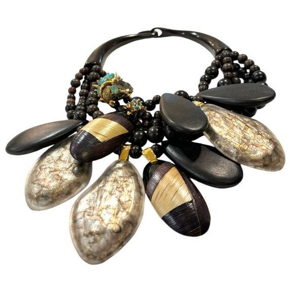 ALEXIS BITTAR Lucite Pendants with Crystal & Stone Accents Statement Necklace - Picture 7 of 10